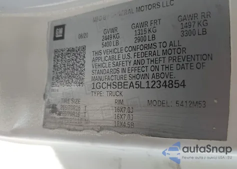 2020 Chevrolet Colorado 2Wd Long Box Wt из США, поврежденный, VIN 1GCHSBEA5L1234854